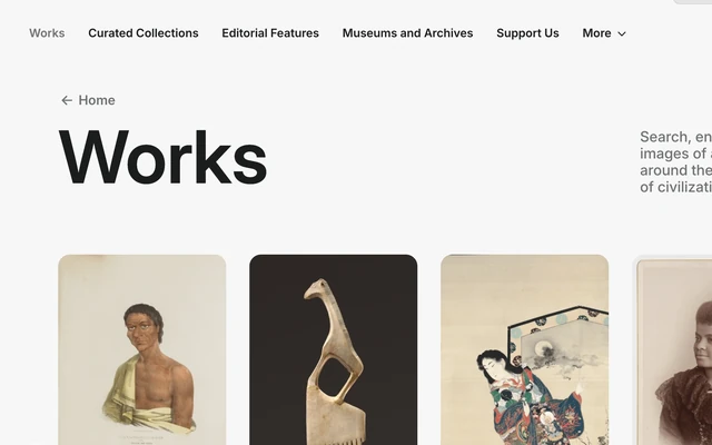 Curationist works search and filters